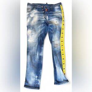 Dsquared2 Paint-Splattered Skater Jeans Size 46 IT | Men’s Yellow Stripe